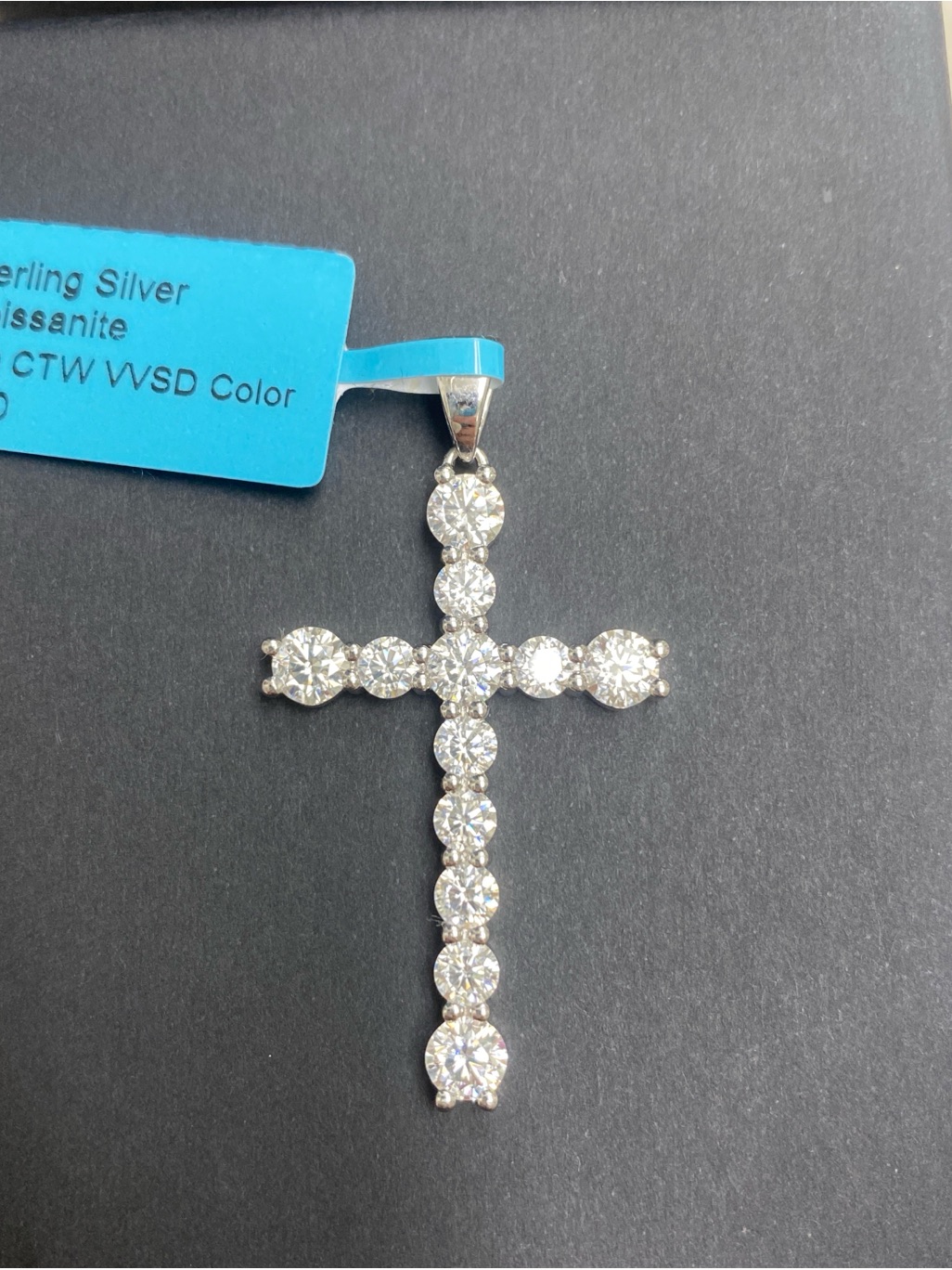 Sterling Silver White Cubic Zirconia Cross Pendant
